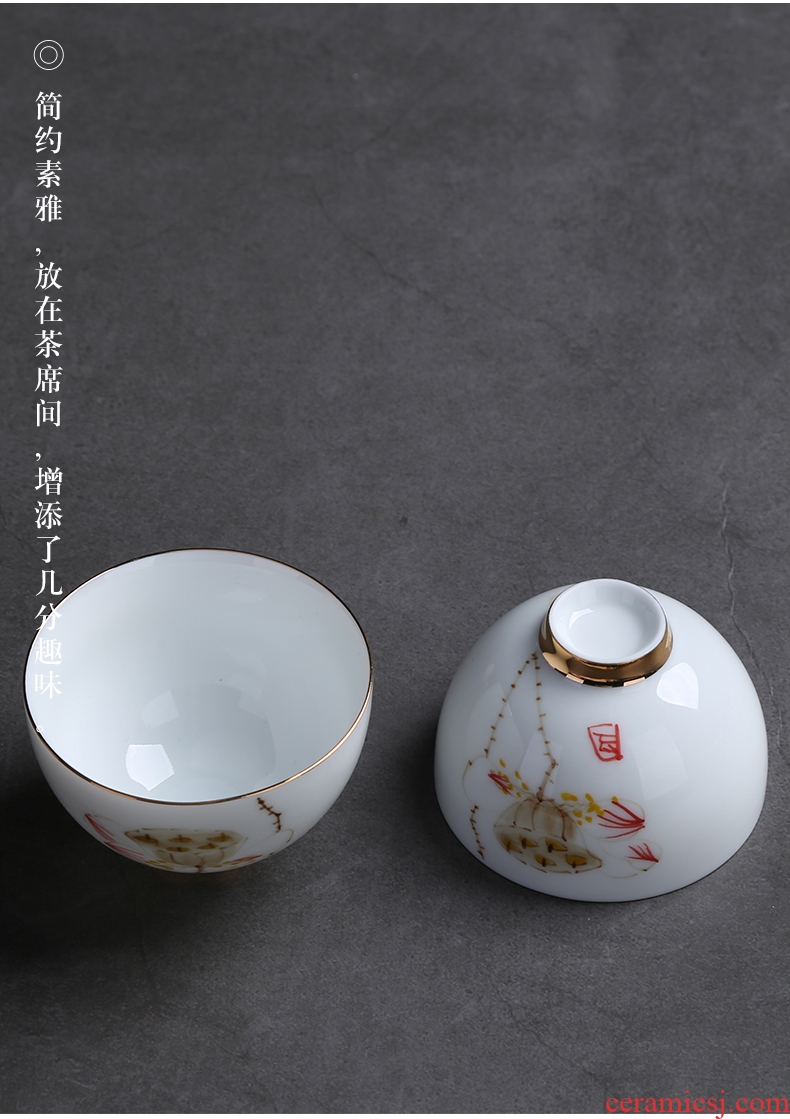 Auspicious industry hand-painted kung fu tea cups ceramic sample tea cup home master cup tea gift set custom logo gift box