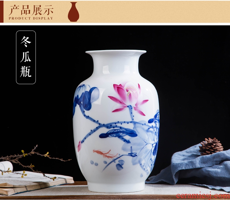 Jingdezhen ceramics hand-painted color bucket vase wine porch home decoration sitting room TV ark furnishing articles