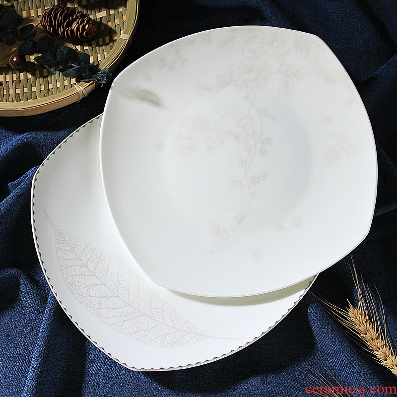 Household square 10 inches dish dish dish of jingdezhen ceramics steak dinner dish dish of Chinese contracted tableware