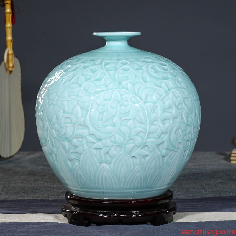 Jingdezhen ceramics art furnishing articles new Chinese style restoring ancient ways is the high temperature glaze vase is contemporary and contracted literary and artistic ideas