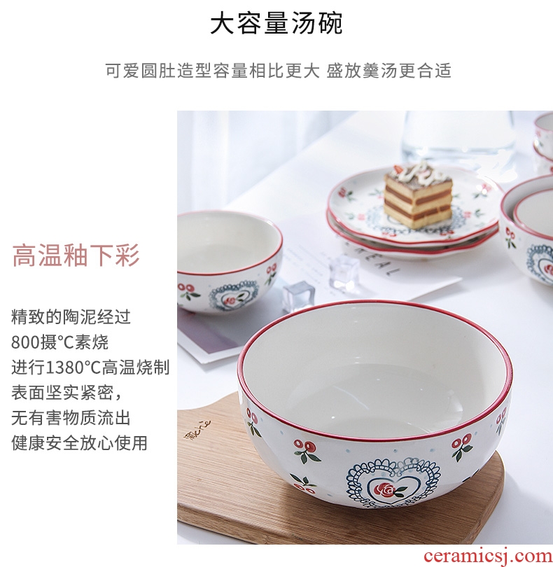 Large dishes suit household to eat bread and butter plate combination of jingdezhen ceramics noodles soup bowl creative Japanese dishes