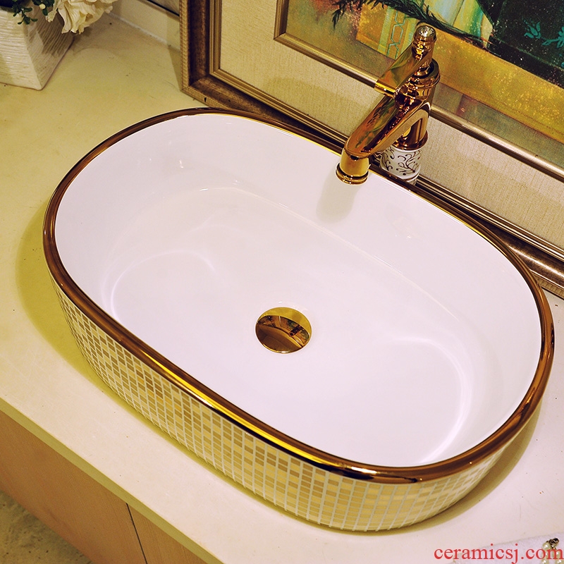 European square stage basin ceramic household lavatory basin sink sink art basin