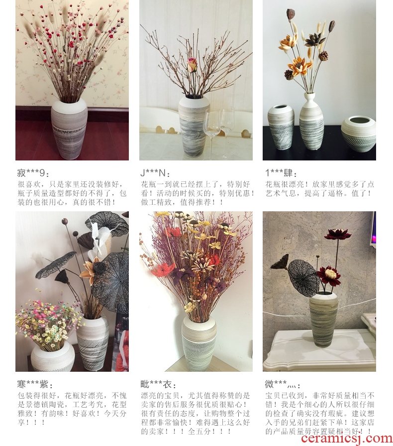 Vintage vase dried flower adornment is placed the sitting room TV wine table flower arranging art ceramic coarse pottery zen POTS