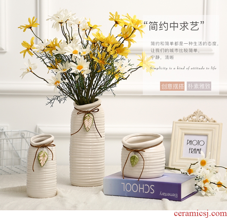 Jane's furnishing articles white rope ceramic vase living room table home decoration decoration hydroponic flower pot furnishing articles