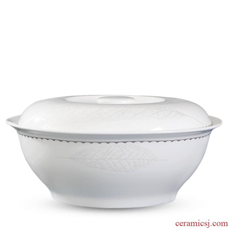 Home supplies pan jingdezhen 9 inches with cover round ceramic soup pot pot creative tableware large bowl of soup bowl