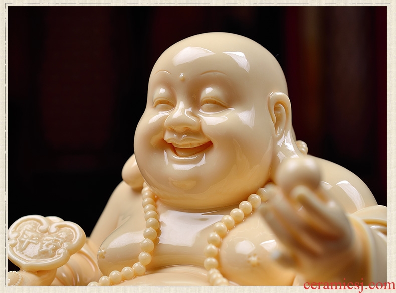 Oriental clay ceramic laughing Buddha furnishing articles dehua jade sculpture art/Huang Ruyi maitreya D34-109 - a
