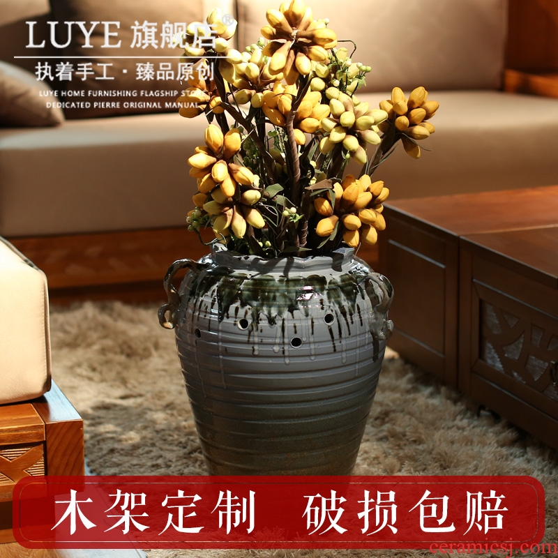 Jingdezhen pottery vase hotel Chinese ground ceramic pottery vase restoring ancient ways creative flower arranging furnishing articles in the living room