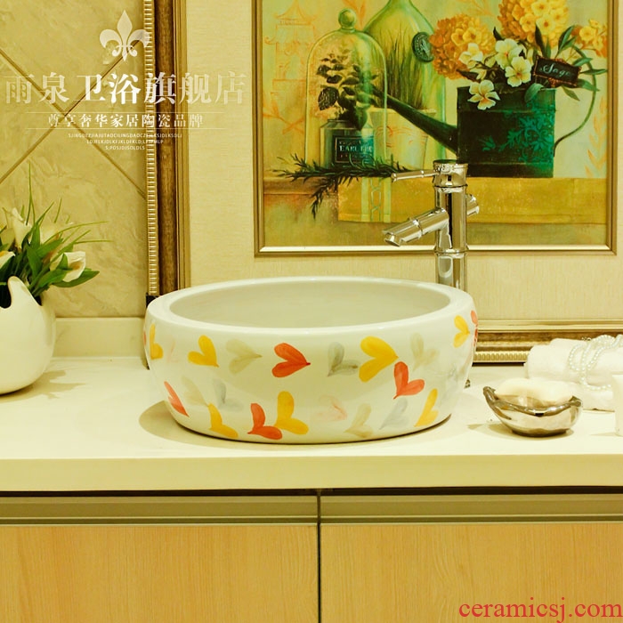 Spring rain drum-shaped stage basin round basin hotel ceramic lavabo art basin bathroom sinks package mail
