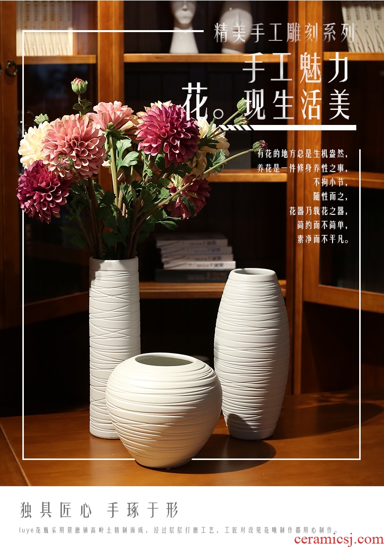 Handmade ceramic art white vase flower arrangement sitting room China household of Chinese style dry vase furnishing articles ornaments