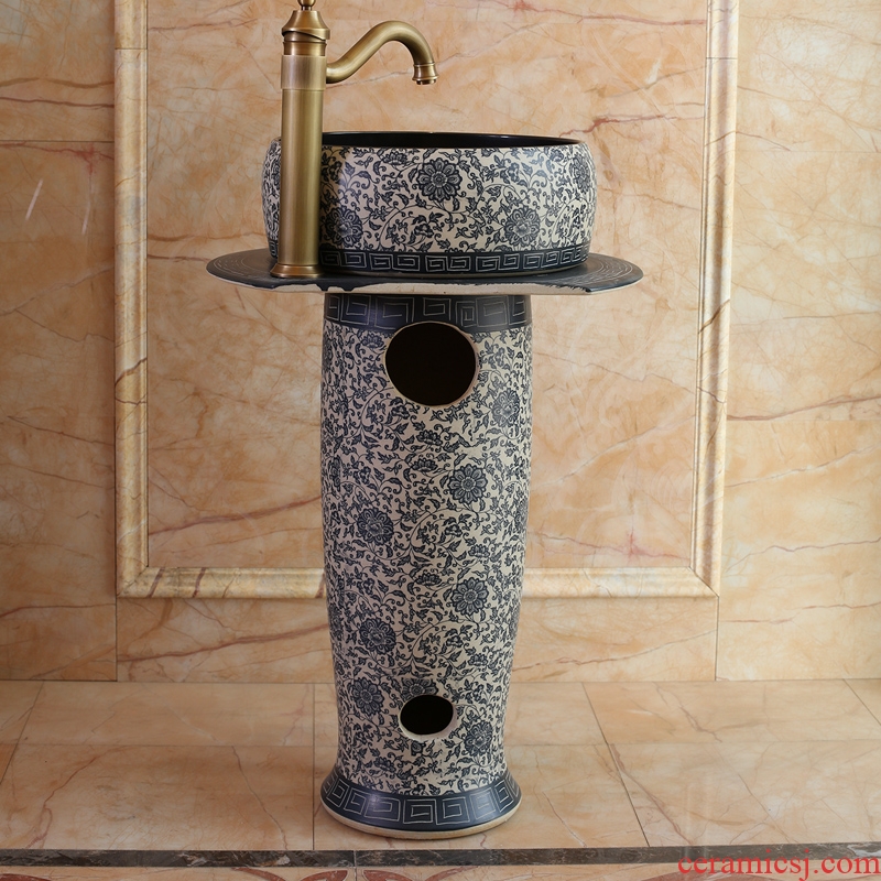 Jingdezhen ceramic art basin floor bath column column European lavabo balcony household lavatory