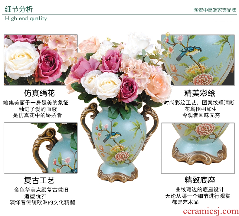 Murphy American country ceramic vase European living room TV cabinet porch place dry flower art flower arranging device simulation