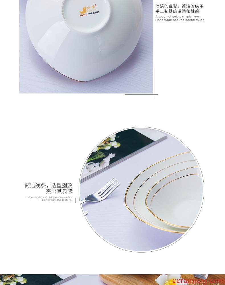 Jingdezhen porcelain household pure white bone porcelain paint triangle soup plate pasta FanPan salad vegetables dishes ceramic plate