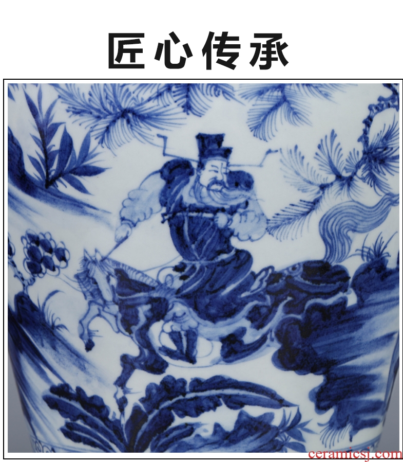 Blue and white porcelain of jingdezhen ceramics guanyao antique hand-painted porcelain vase new Chinese style home sitting room adornment is placed