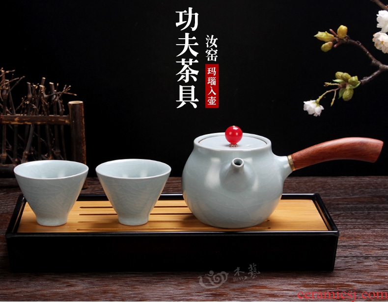 Jade art day cyan your kiln tea set a pot of two cups of portable travel tea set ceramic kung fu tea tea tray