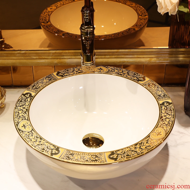 Gold cellnique home outfit lavatory round sink basin in the bathroom sink that wash a face plate ceramic basin of wash one's hands