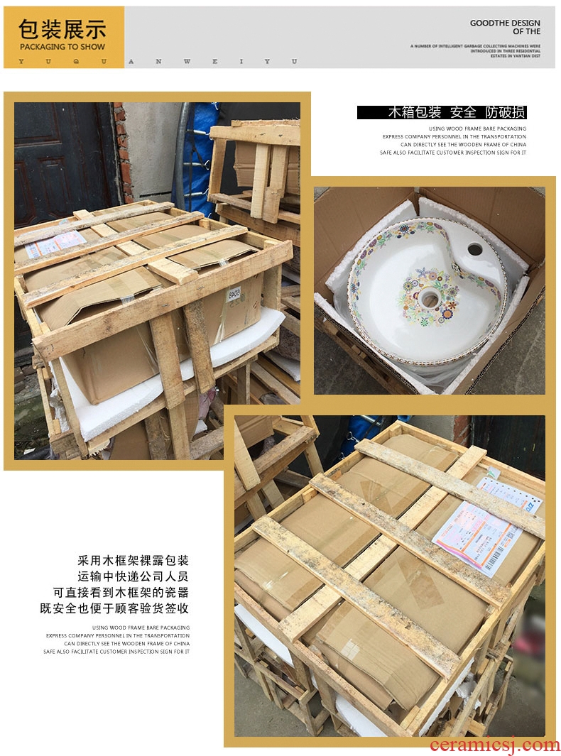 Jingdezhen ceramic stage basin art circle European archaize carve patterns or designs on woodwork toilet lavatory sink gold