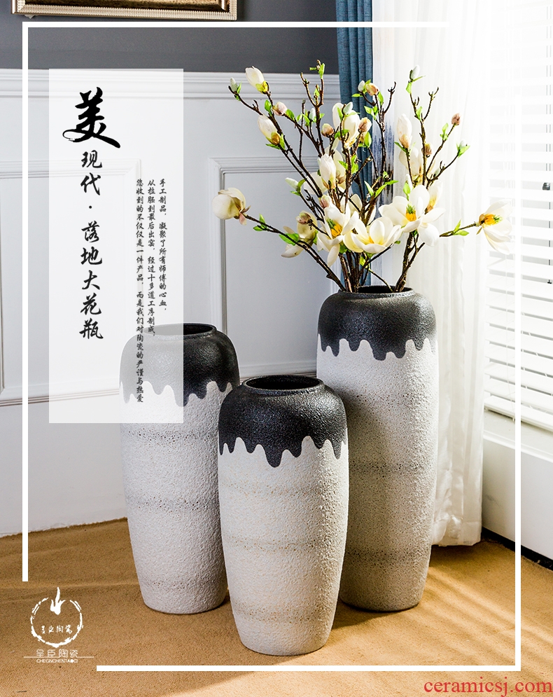 Jingdezhen ceramic vase furnishing articles home decoration contracted Europe type plug dried flowers large sitting room ground vase decoration