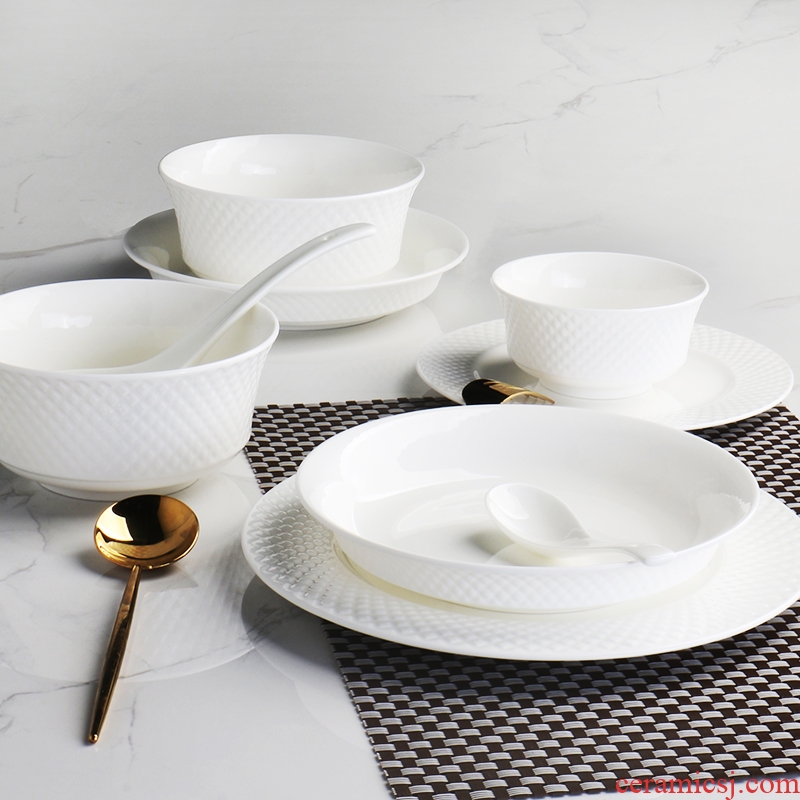 Chinese style is contracted pure white bone porcelain tableware suit household irregular eating jingdezhen creative dishes dishes chopsticks