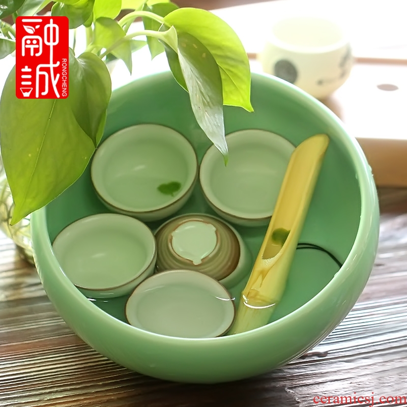 Melts if wash the ceramic tea set large 8 "longquan celadon tea writing brush washer wash water jar tea accessories cup bowl