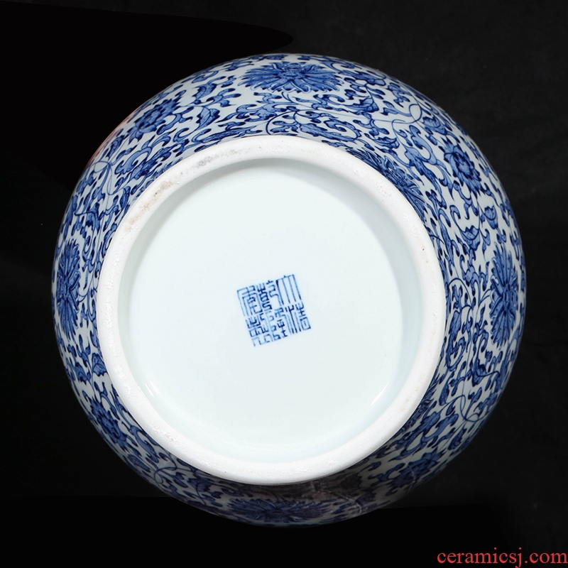 Jingdezhen ceramics imitation qianlong blue and white porcelain vases, flower arrangement furnishing articles new Chinese style porch decoration decoration