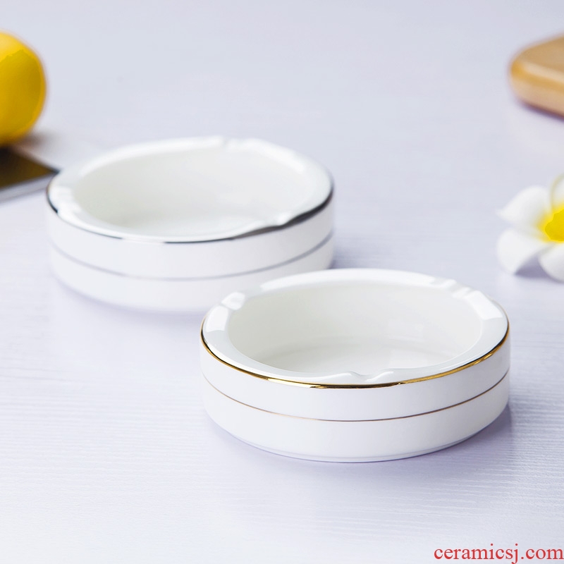 Jingdezhen porcelain white bone China hand paint practical ashtray ashtray home daily creative personality