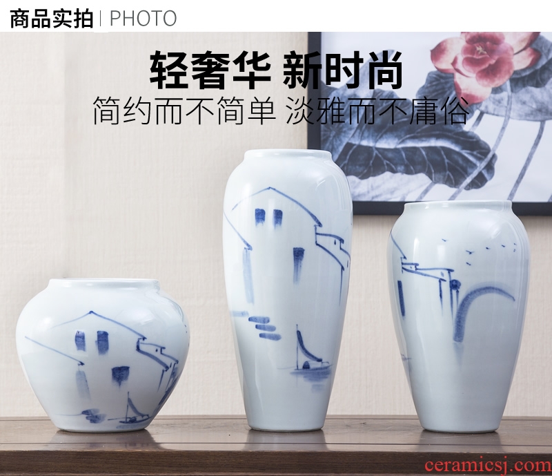 New Chinese style of jingdezhen ceramic vase sitting room simulation flower dried flowers flower arrangement furnishing articles household soft adornment ornament