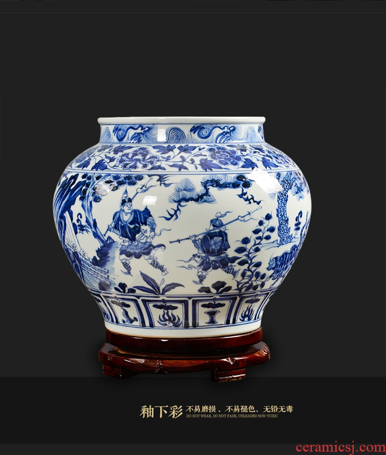 Jingdezhen ceramic vase hand-painted guiguzi down blue cans of calligraphy and painting collection cylinder home sitting room place process