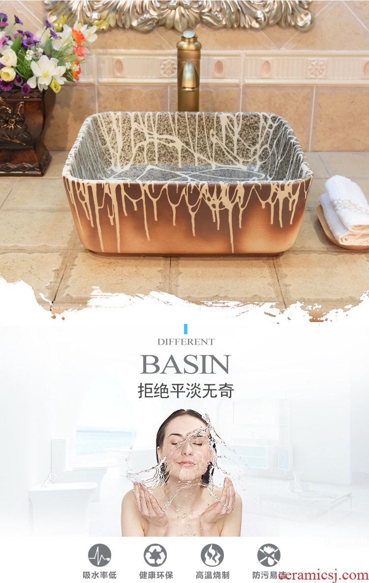 JingYuXuan jingdezhen ceramic lavatory basin sink the stage basin square fireworks art basin basin kiln