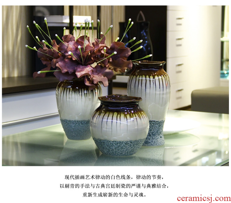 Vase furnishing articles furnishing articles sitting room ceramic ceramic Chinese flower arranging bottles of decorative ceramic simulation ice porcelain vase ikea