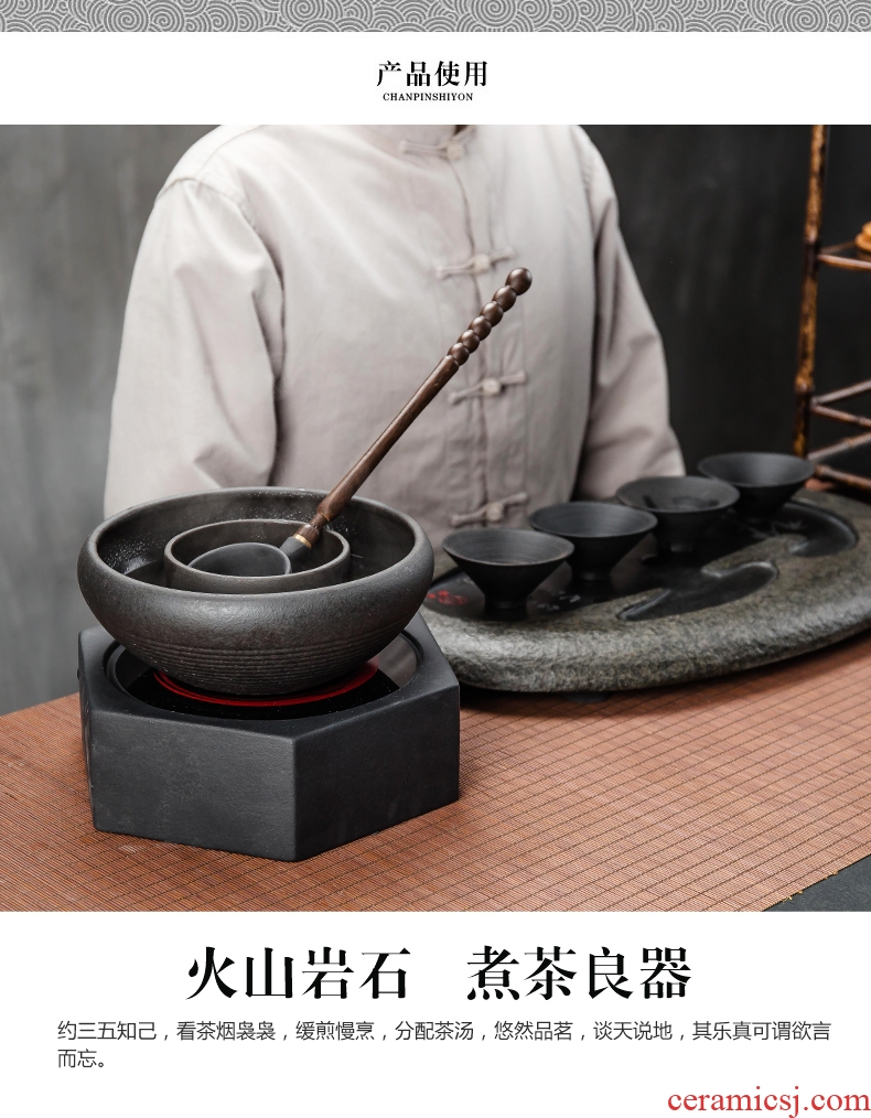 Bin DE lava-rock electric cook kung fu tea exchanger with the ceramics TaoLu household black tea pu-erh tea temperature curing pot bowl suit