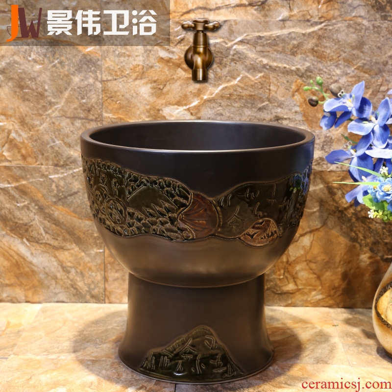 JingWei jingdezhen ceramic art sculpture mop pool retro mop pool toilet household cleaning mop pool
