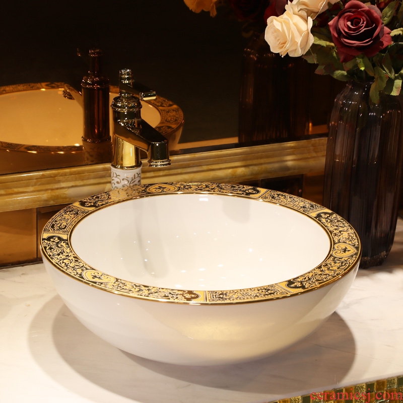 Gold cellnique home outfit lavatory round sink basin in the bathroom sink that wash a face plate ceramic basin of wash one's hands