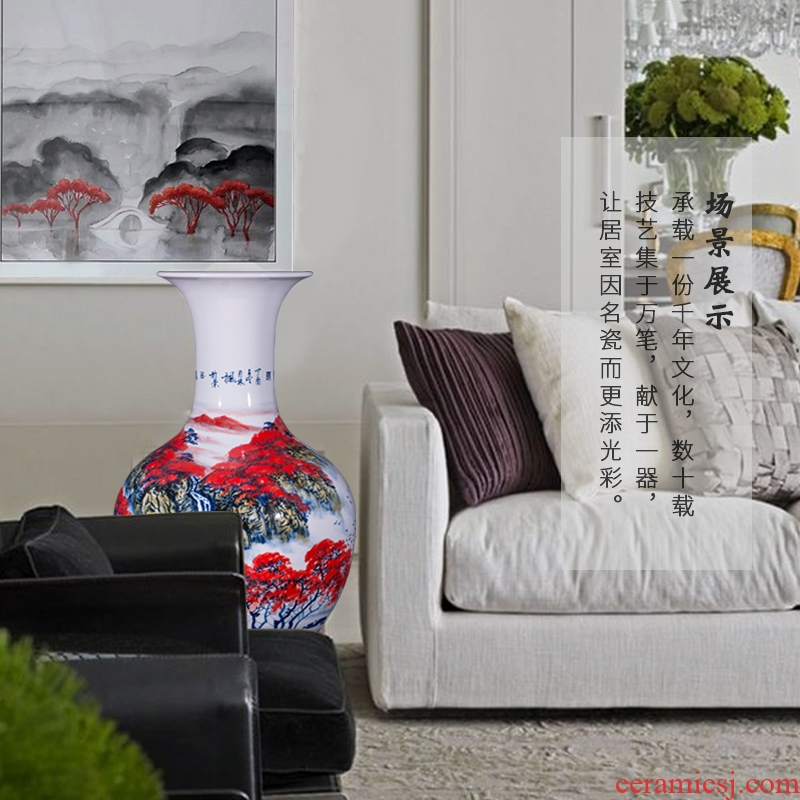 Jingdezhen ceramics famous hand-painted design the sitting room TV ark of large vases, decorative furnishing articles large red