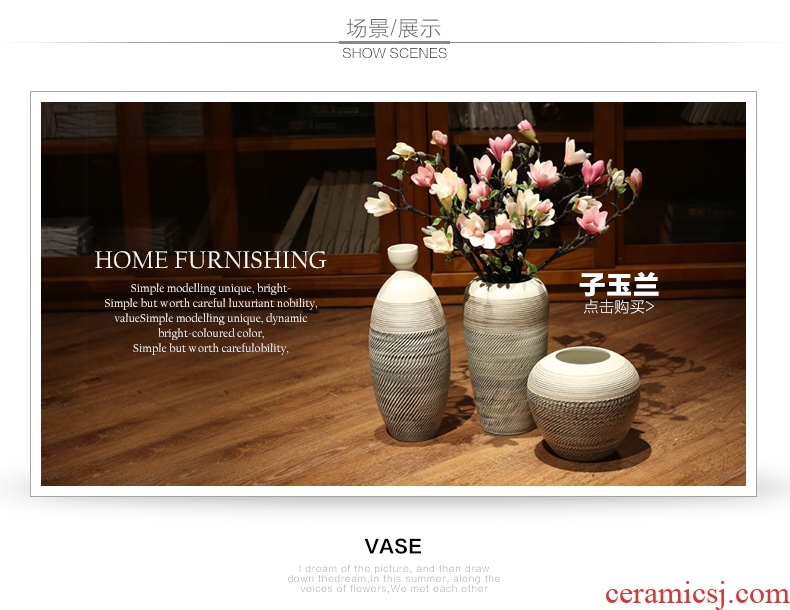 Vintage vase dried flower adornment is placed the sitting room TV wine table flower arranging art ceramic coarse pottery zen POTS