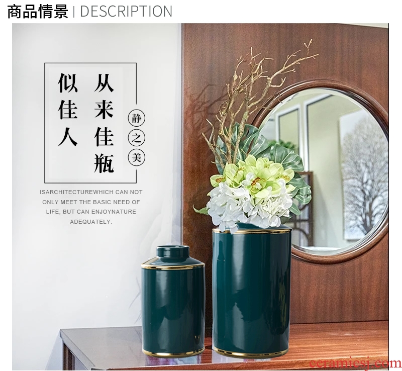 Jingdezhen ceramic vase furnishing articles sitting room european-style contracted Nordic style dry flower arranging flowers household soft adornment