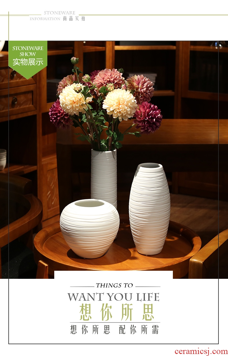 Handmade ceramic art white vase flower arrangement sitting room China household of Chinese style dry vase furnishing articles ornaments