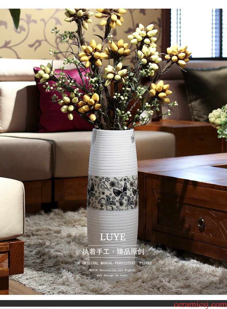 Big sitting room ground ceramic vase American household adornment high dry flower arranging flowers is placed large porcelain restoring ancient ways