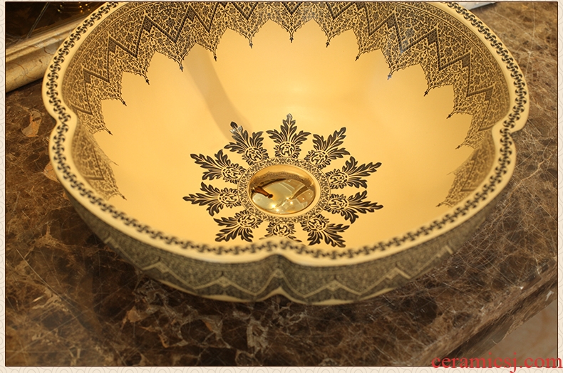 Handmade ceramic stage basin art circle petals European archaize toilet lavatory sink to restore ancient ways