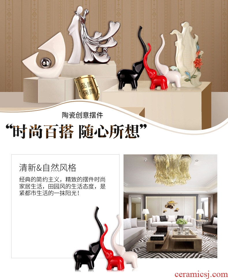 European ceramics elephant furnishing articles a family of three creative jingdezhen contracted and contemporary household act the role ofing is tasted small arts and crafts