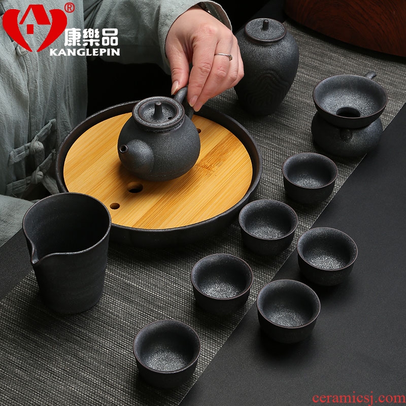 Recreational product office kung fu tea cup set household contracted and contemporary sitting room of a complete set of black ceramic teapot