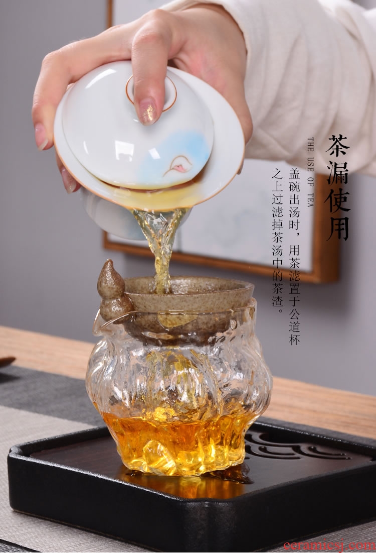 ) ceramic filter filter innovation tea tea tea insulation kung fu tea accessories purple cups