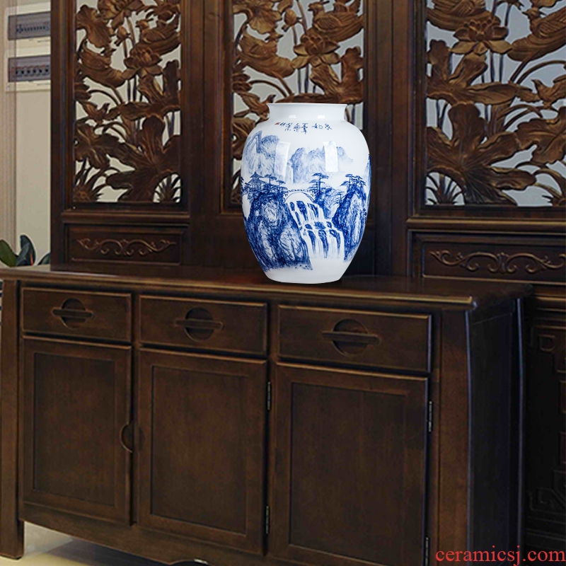 Jingdezhen blue and white ceramics hand-painted vases, flower arranging the sitting room porch ark adornment of Chinese style household furnishing articles