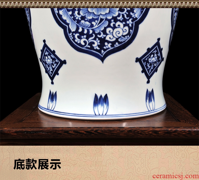 Copy a blue-and-white yuan and Ming LuLianSheng jingdezhen ceramics with cover general tank craft ornaments TV ark furnishing articles