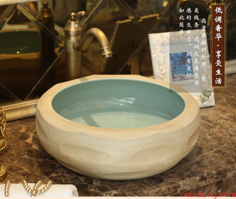 Jingdezhen ceramics by hand on the basin of art basin bathroom sinks upset the pool that wash a face carved the basin that wash a face