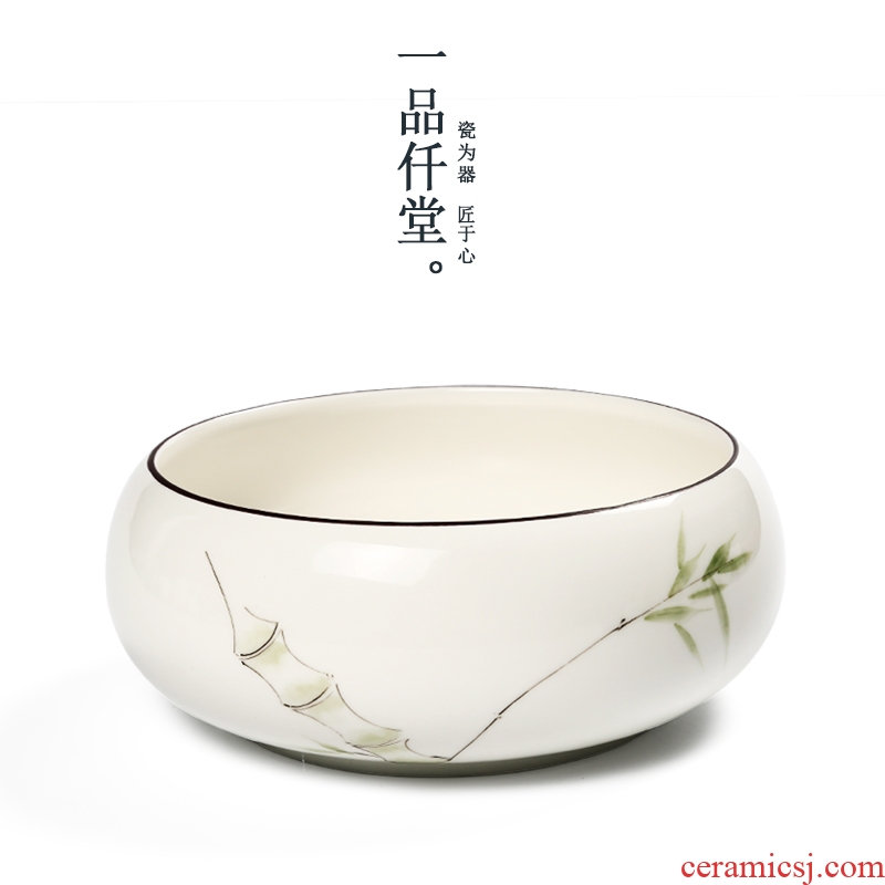 Yipin # $hand-painted under glaze color tea wash handmade ceramic water jar to restore ancient ways writing brush washer tea accessories wash tea set