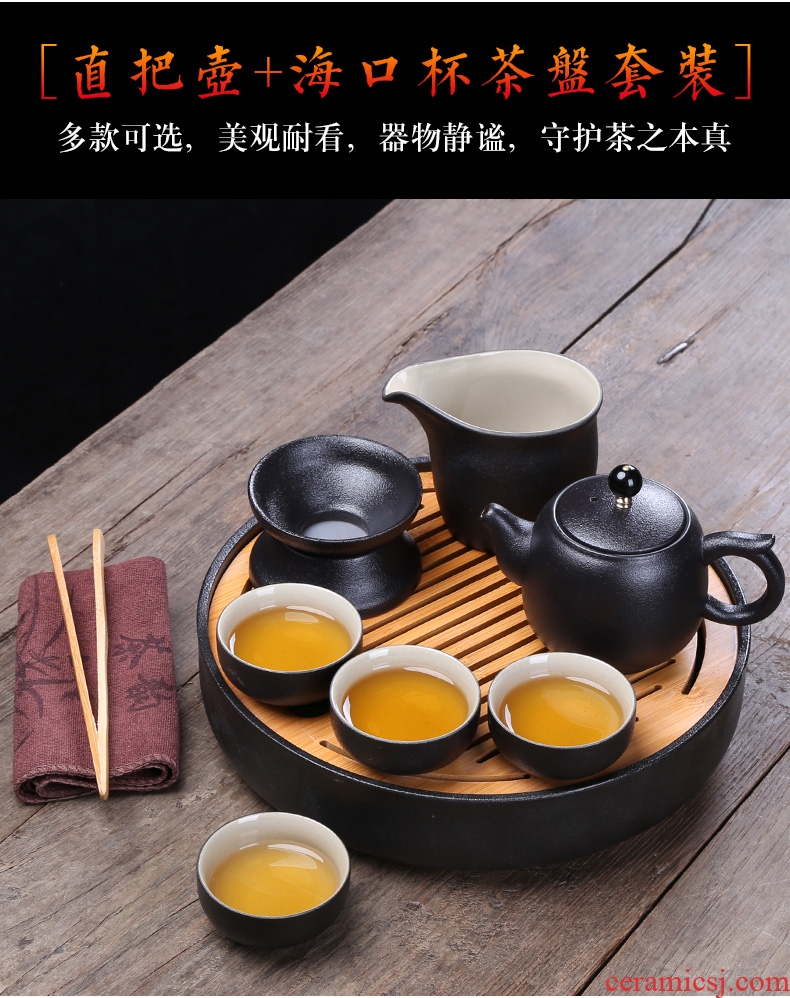 Auspicious travel industry tea set suit Japanese household ceramics portable package kung fu tea set dry tea tray customize logo