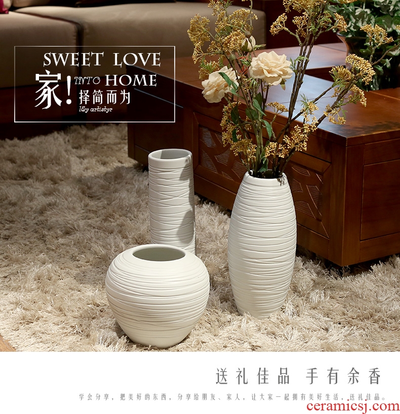 Handmade ceramic art white vase flower arrangement sitting room China household of Chinese style dry vase furnishing articles ornaments