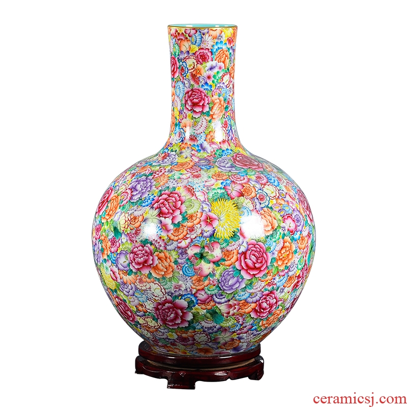 Hand painted pastel wan pattern tree home study adornment jingdezhen antique pottery and porcelain vase furnishing articles sitting room