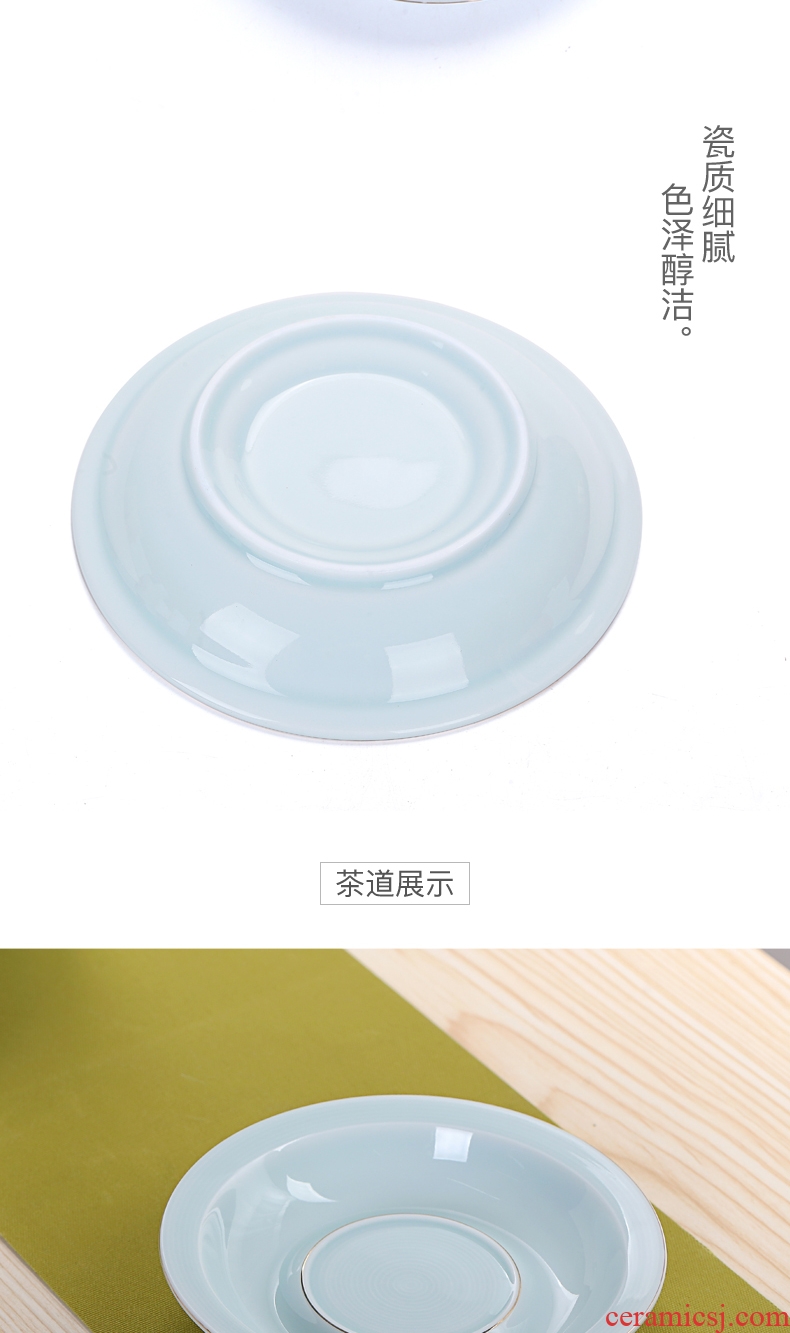 Old kung fu tea tea accessories at grid white porcelain pot of large bearing ceramic pot tray pot pad dry foam plate tureen