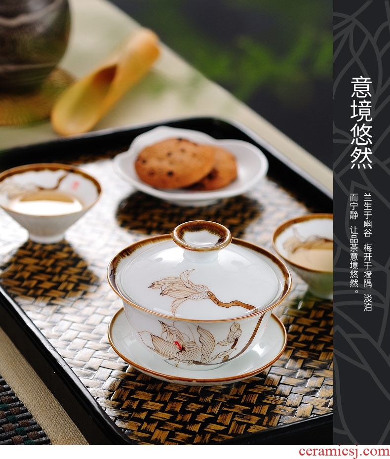 Drink to jingdezhen size tureen single white porcelain cups thin foetus tea bowl three glass ceramic kung fu tea set